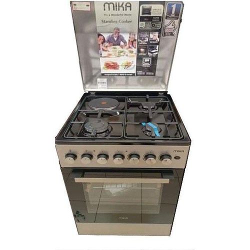 Mika Free Standing Cooker,50cm X 60cm,3 Gas+1 Hot Plate, Button Ignition, Electric Oven+1YEAR WARRAN