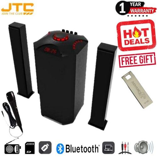 JTC 2.1 Channel Bluetooth Home Theater Speaker System – Powerful Sound With Subwoofer+FREE 8GB +4 WA