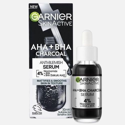 Garnier Pure Active Anti-Blemish Charcoal Serum 30ml - With 4% Niacinamide, AHA And BHA(salicylic Ac