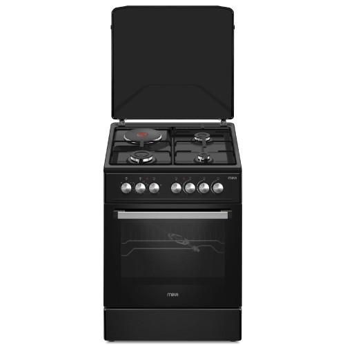 Mika 50*60, 3 Gas Jet Burners + 1 Rapid Hot Plate, Electric Oven, Rotisserie, Button Ignition Standi