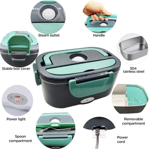 Electric Lunch Box Food Heater, Portable Food Warmer Lunch Box, 2 In 1 forOffice & Home 220V 12V Wit