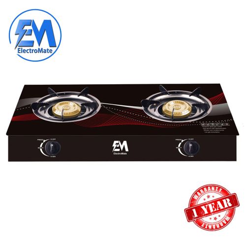 Em Table Top Gas Cooker, 2 Burner With A Strong Glass gas cooker GS004 (1YR WRTY)